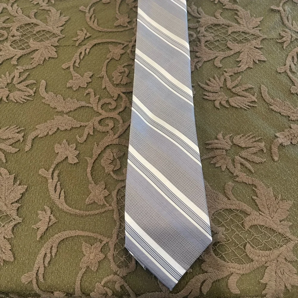 Calvin Klein Blue and White Striped‎ Tie